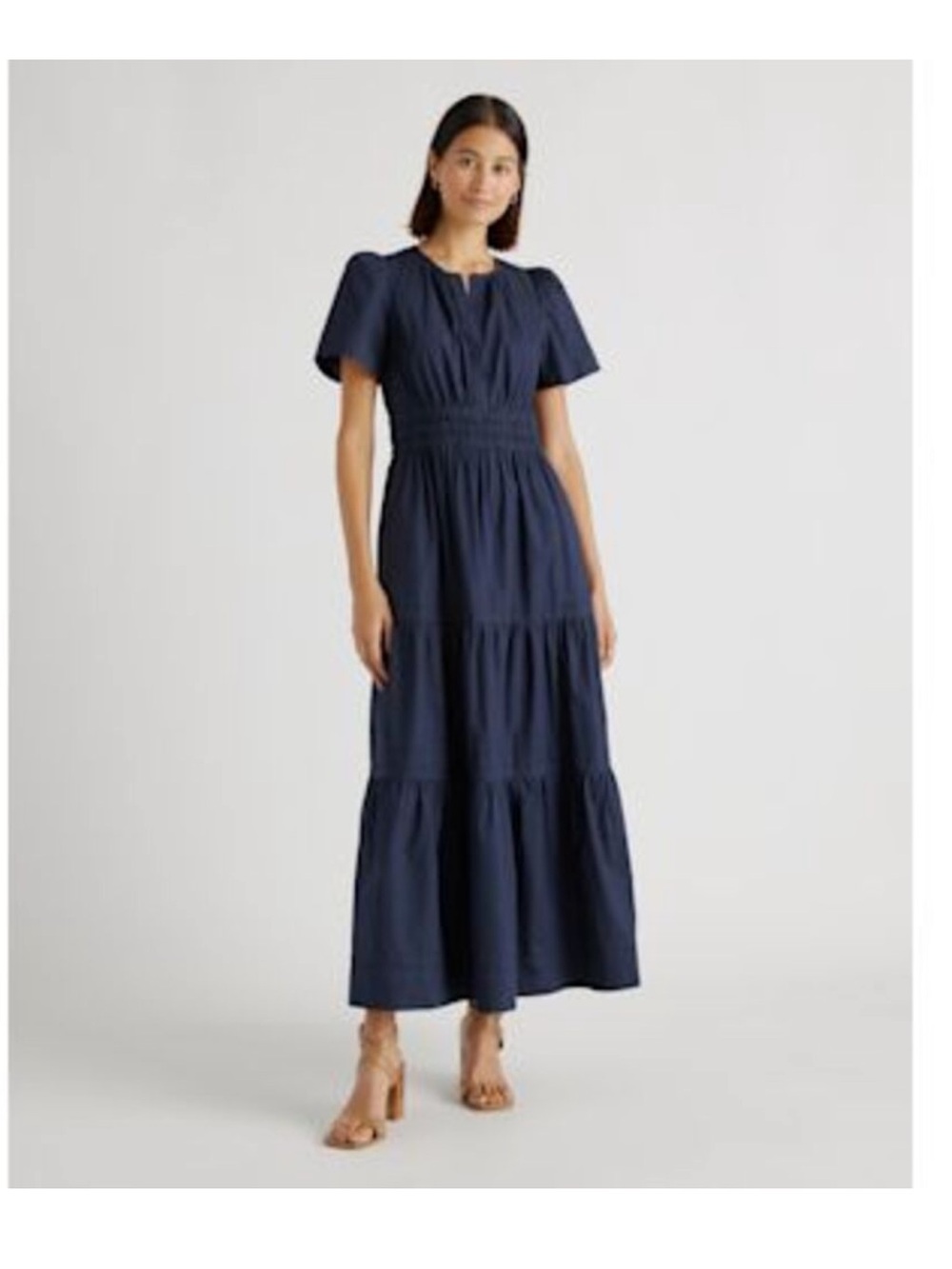 Quince 100% Organic Cotton Poplin Tiered Maxi Dress Navy
Basic Sleeved Small